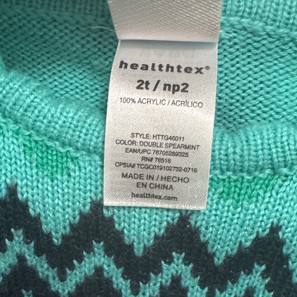 Healthtex Teal and Pink Chevron Sweater Dress - Picture 8 of 8